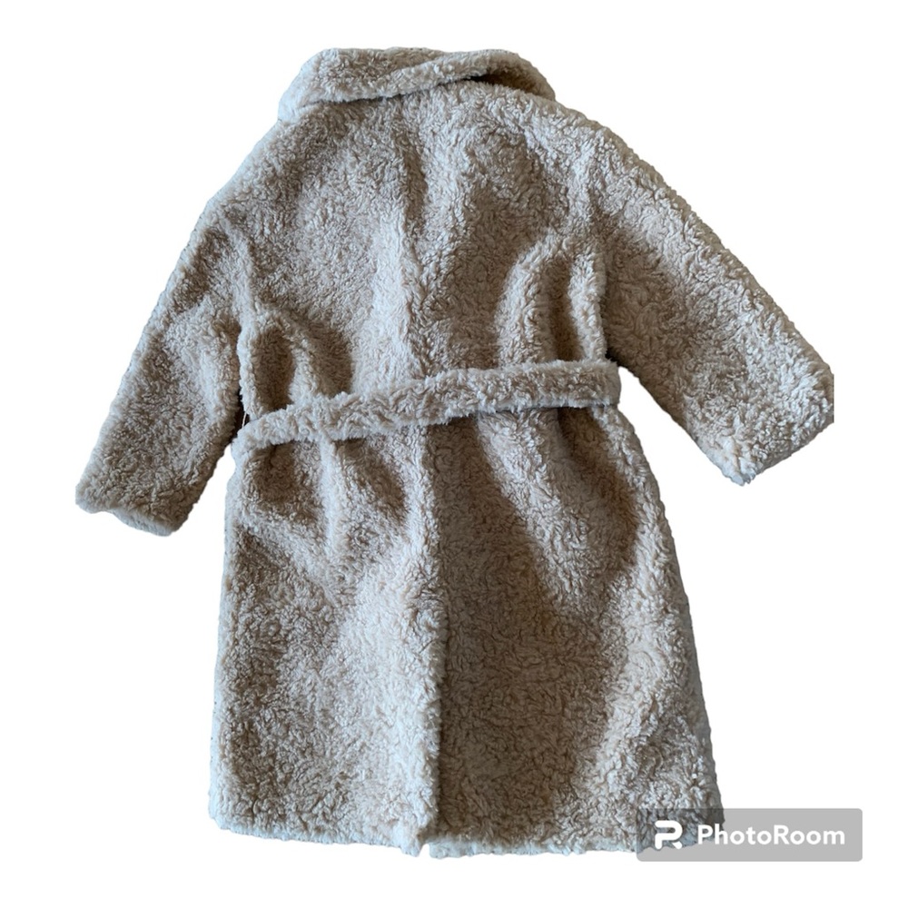 JAKKE Katrina Free People Faux Fur Coat Biscuit Size 10 Mob Wife Aesthetic Belt - Picture 9 of 14
